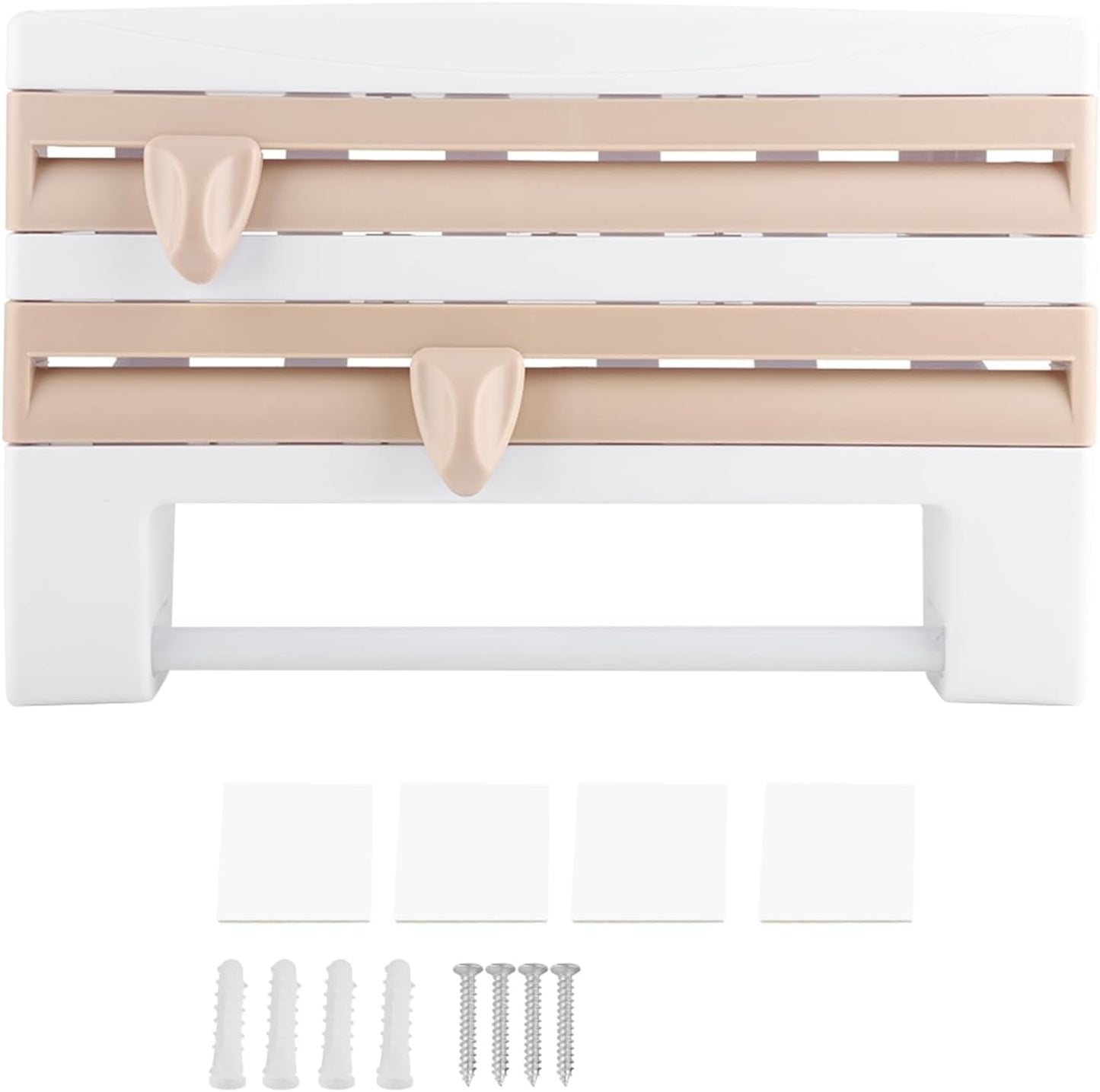 GOTOTOP Kitchen Cling Film Holder, WallMounted Organizer with Cutter for Food Wrap and Foil, Practical Storage Solution for Home Cooking 39 X 10 X 24 Cm (Khaki)