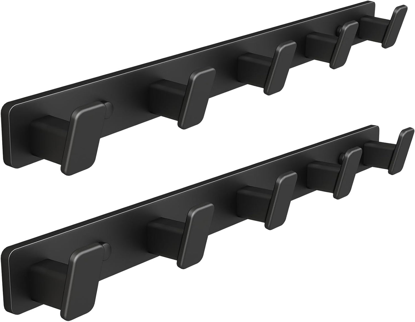 Coat Hook Wall Rack Hanger - Double Coat Rack with 5 Hooks Wall Hooks for Hanging Hat Key Bag Towel Wall Mount Coat Rack, Black 2 Packs