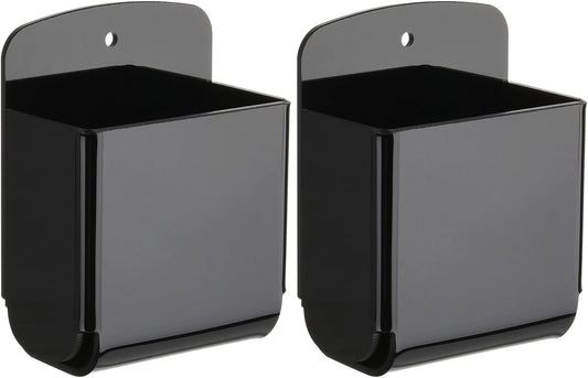 Cosmos Pack of 2 Acrylic Remote Control Holder Adhesive Wall Mount Phone Holder Wall Mount Organizer Media Storage Box Phone Charging Storage Box for Home Office Living Room Bedroom (Solid Black)