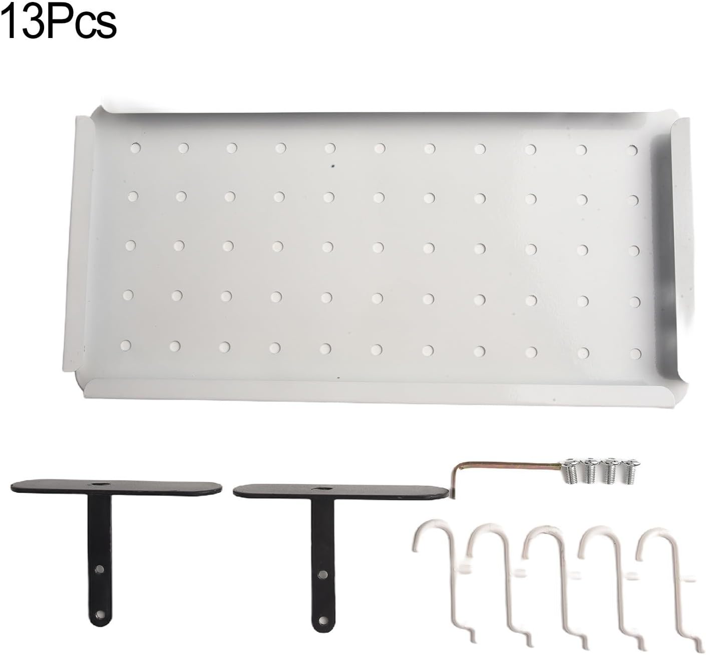 Storage Pegboard for Wall Organization, 14.2" X 7.1" Magnetic-Friendly Steel Panel for DIY Crafts, Mail
