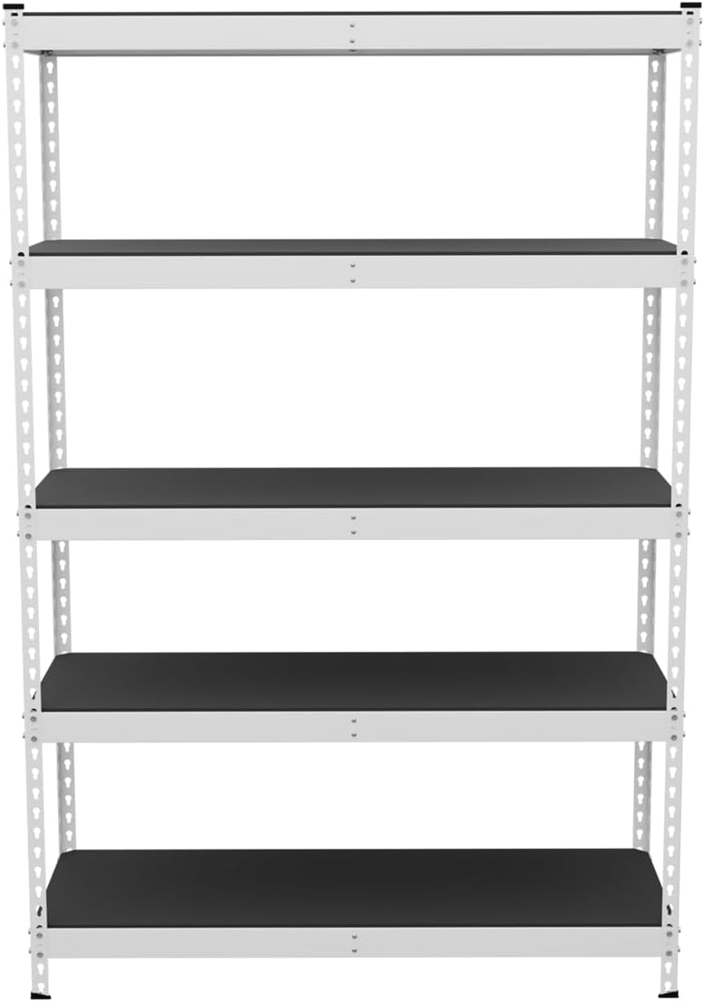 SafeRacks Modular Garage Shelving - 5 Tier Storage Shelves, Tall Metal Rack Shelves for Storage, Heavy Duty Steel Shelf Organizer for Garage, Or Kitchen Pantry (White, 18 x 48 x 72)