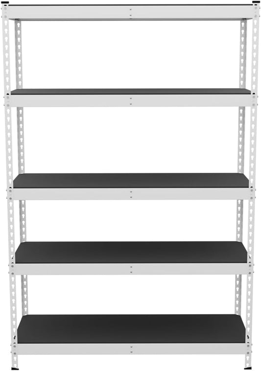SafeRacks Modular Garage Shelving - 5 Tier Storage Shelves, Tall Metal Rack Shelves for Storage, Heavy Duty Steel Shelf Organizer for Garage, Or Kitchen Pantry (White, 18 x 48 x 72)