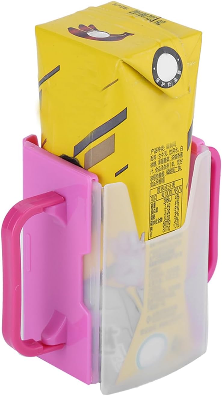 Spill Proof Milk Holder, Adjustable Milk Carton Holder with Handle for Kid Child (Green (Red)