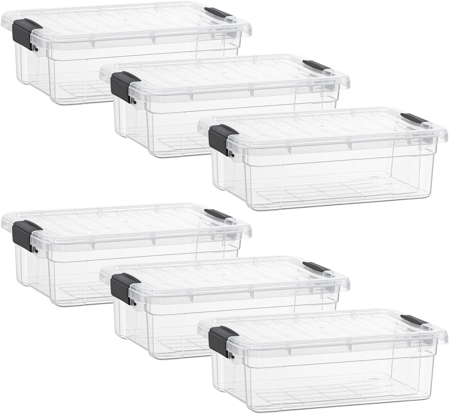 Superio Storage Bins with Lids- 6 Pack, 4.5 Qt Clear Boxes for Organizing, Stackable Plastic Containers- BPA Free, Non-Toxic, Odor Free, Organizer for Home, Office, Dorm