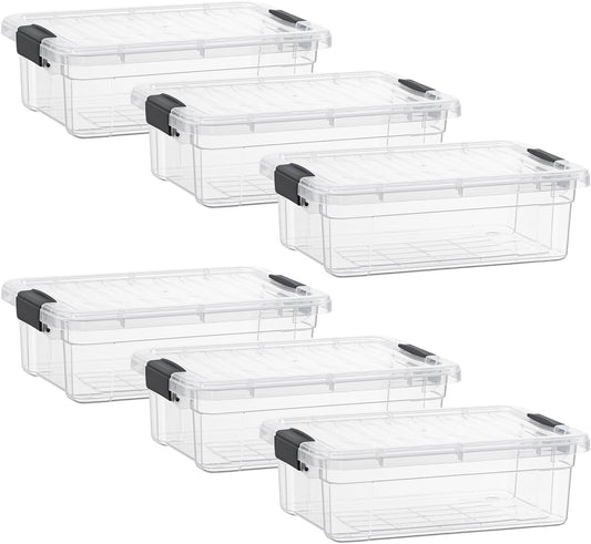 Superio Storage Bins with Lids- 6 Pack, 4.5 Qt Clear Boxes for Organizing, Stackable Plastic Containers- BPA Free, Non-Toxic, Odor Free, Organizer for Home, Office, Dorm