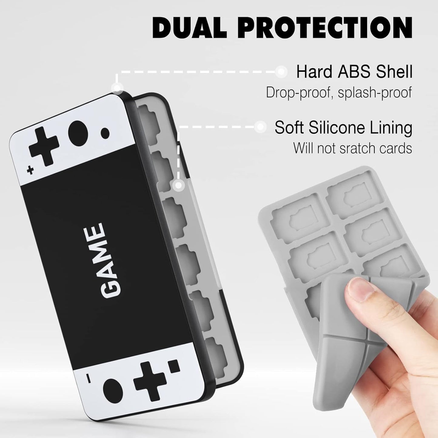 MoKo 24 Game Card Case for Nintendo Switch 2 / Switch OLED / Lite, Game Storage Holder Case with 24 Game Card Slots & 24 Micro SD Cards Slots, Slim & Portable Storage Box, Black & White Game