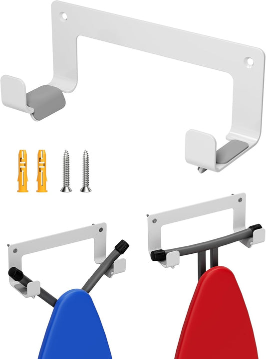 Ironing Board Holder Wall Mount Stainless Steel, Y T Leg Ironing Board Hanger Wall Mount for Laundry Room, Iron Board Hooks for Wall Heavy Duty, White