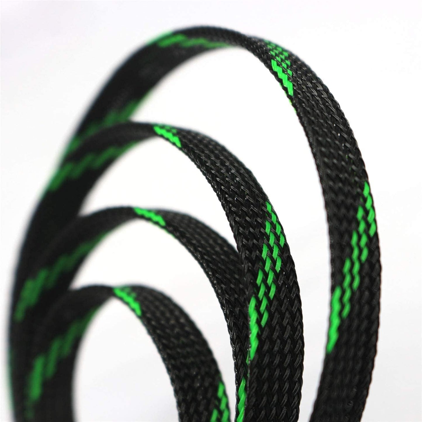 30ft PET Expandable Sleeving Wire Cable Sleeve (1/3", Green&Black)
