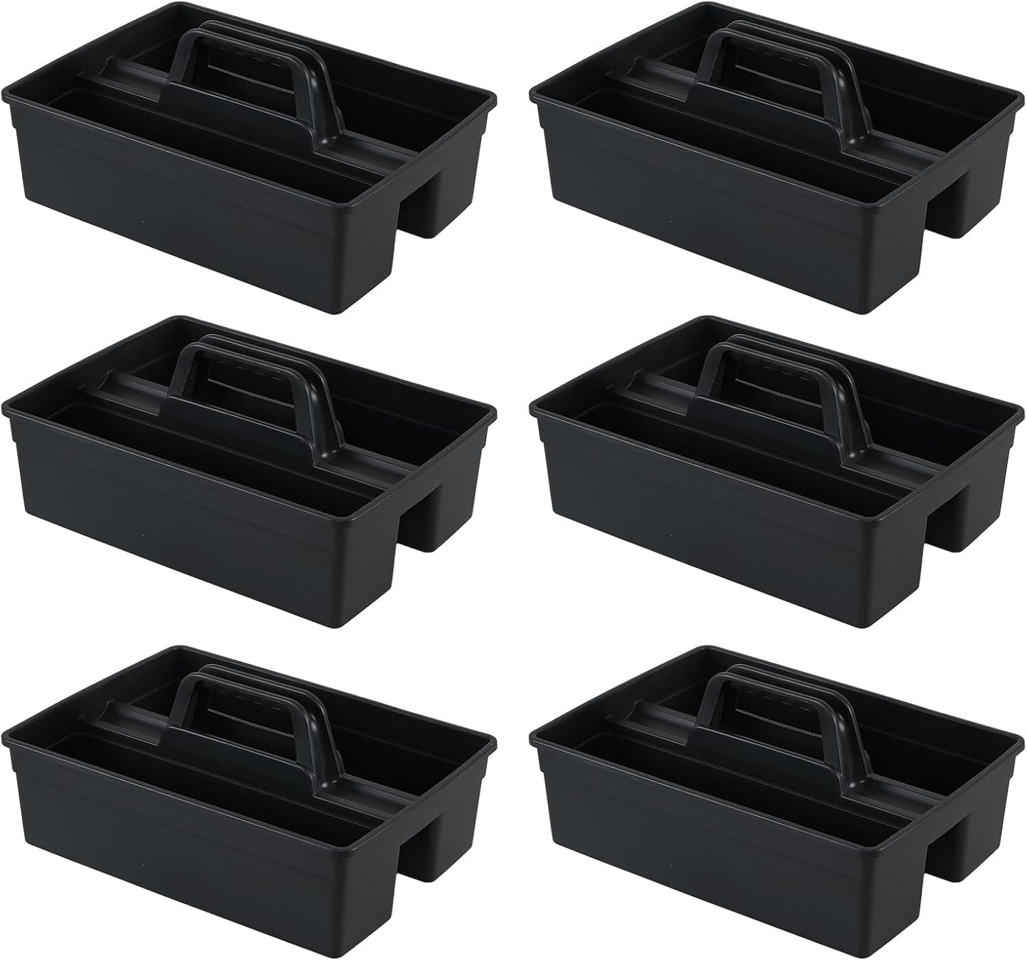 Readsky 6 Packs Plastic Cleaning Storage Caddy with Handle, 3-Compartment Cleaning Caddy, Nestable