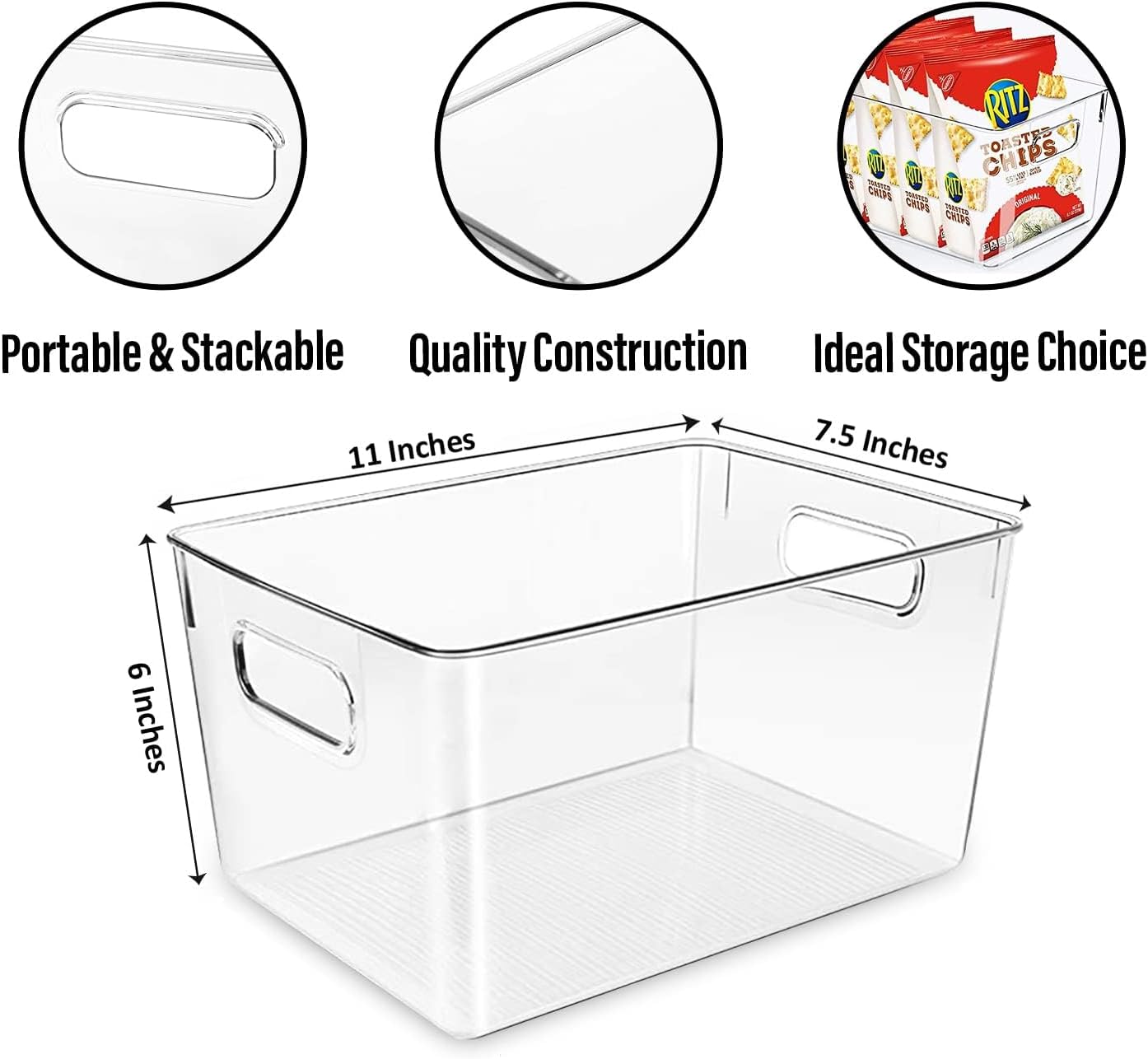 Clear Plastic Storage Bins, Pantry Organizers and Storage, Kitchen Organization and Storage Containers Bins for Organizing, Fridge, Freezer, Bathroom, Pantries, Medicine Cabinet Organizer Bin