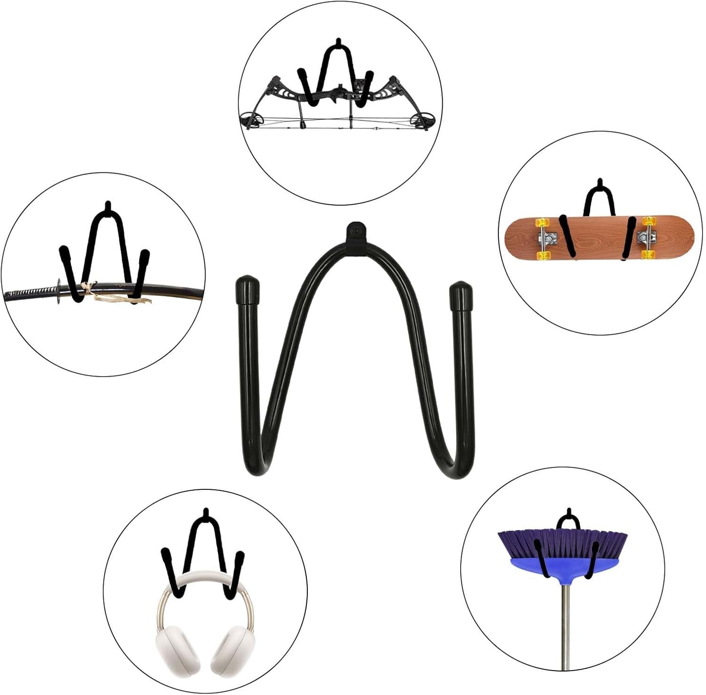 Skateboard Wall Mount Skateboard Wall Hanger Storage Rack Flexible Hanger - Fit Cruiser Boards, Skateboards, Penny Boards, Longboards,etc- W Style - No Board -2 Pack