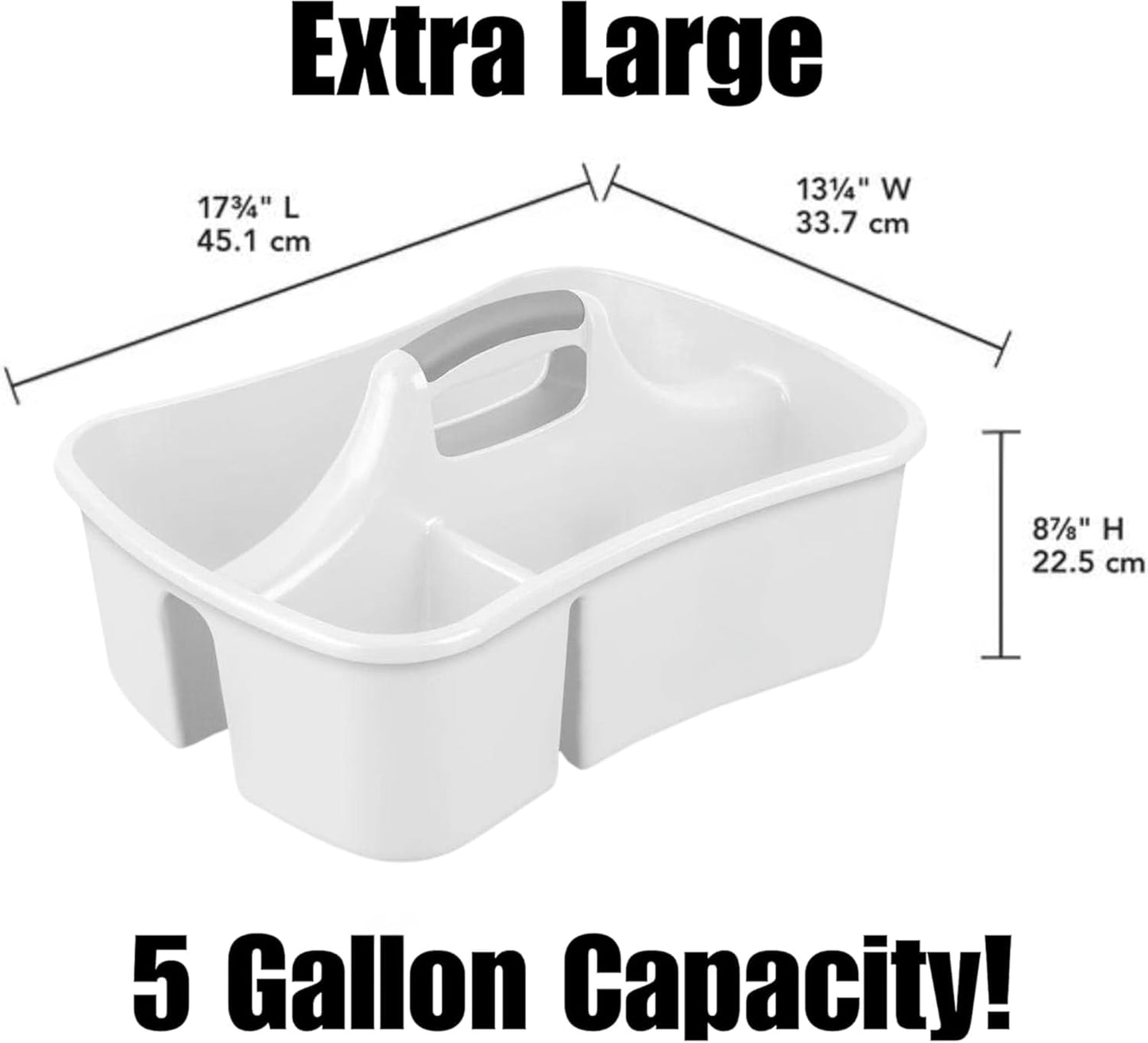 Extra Large 5 Gal Divided Cleaning Caddy Organizer with Handle - Cleaning Supplies for Housekeeping - Shower Caddy Portable - Shower Caddy Dorm - Cleaning Supplies Organizer - 17.75 x 13.25 x 7.75