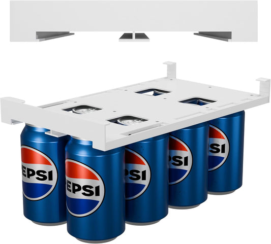 Soda Can Organizer and Dispenser for Refrigerator/Pantry, Hanging Fridge Can Organizer – Adjustable Under-Shelf Soda Dispenser for Refrigerator, Holds 8 Cans, Space-Saving BPA-Free, Easy Installation