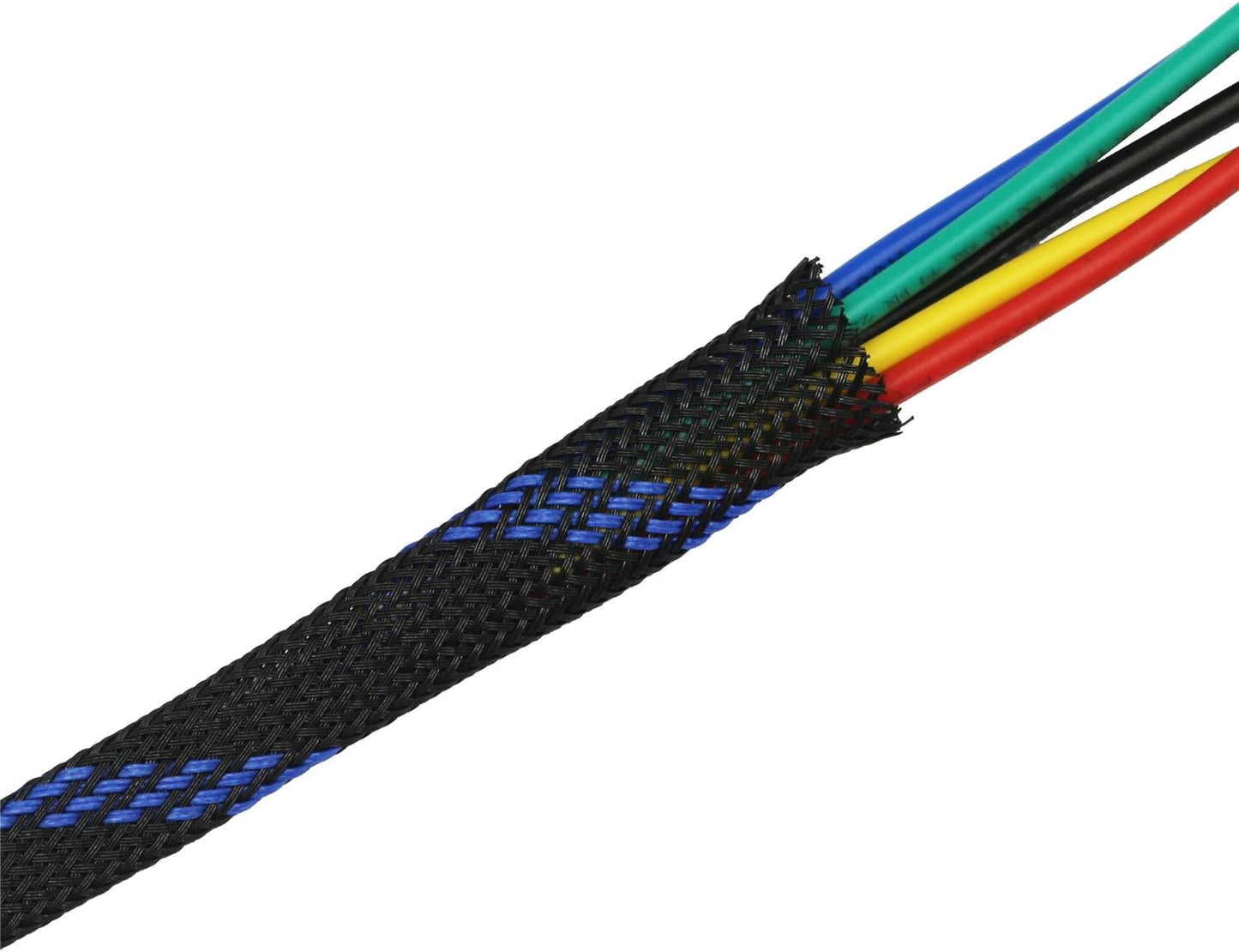 30ft PET Expandable Sleeving Wire Cable Sleeve (2/5" Steel Blue&Black 30ft)