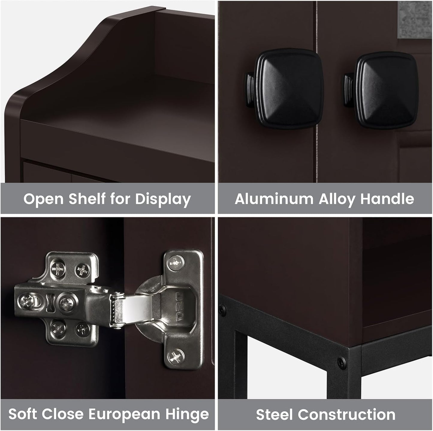 Over The Toilet Cabinet for Bathroom Storage, Over Toilet Storage Cabinet, Above Toilet Storage with 2 Doors and Adjustable Shelf Space Saver Cabinet Over Toilet Bathroom Organizer (Espresso)