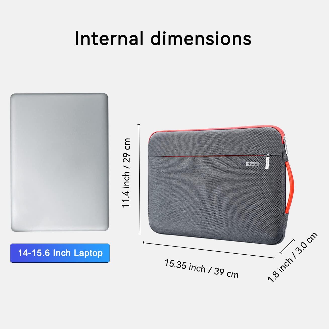 Voova Laptop Sleeve Case 15.6 16 Inch with Handle, 360° Protective Waterproof Slim Computer Bag Cover Compatible with MacBook Pro M2/M3/M4 16, HP Acer Lenovo Yoga ThinkPad Asus Laptop, Grey