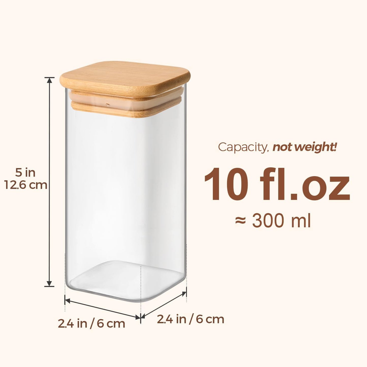 ComSaf 16Pcs Glass Spice Jars with Bamboo Lid, 10oz Airtight Square Containers with 275 Black Lables, Empty Seasoning Jars for Spice Salt Sugar