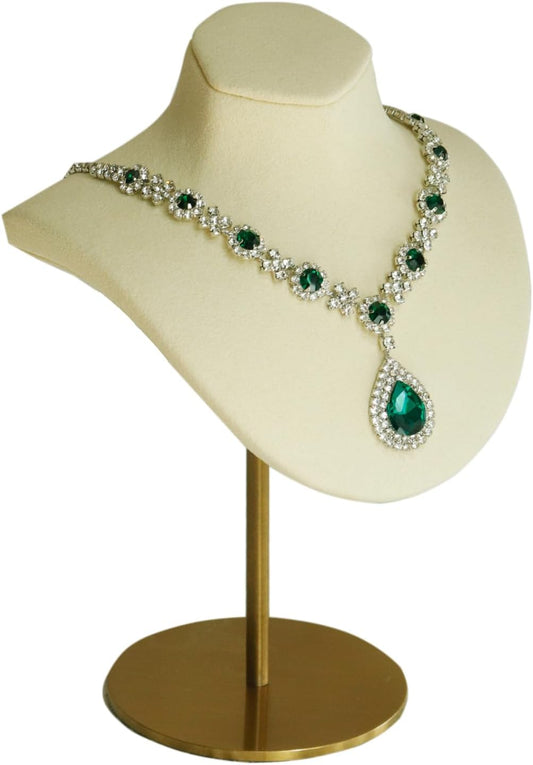 Necklace Display Stand For Selling Velvet Chain Jewelry Bust Holder Organizer With Stainless Steel Stand Jewelry Display