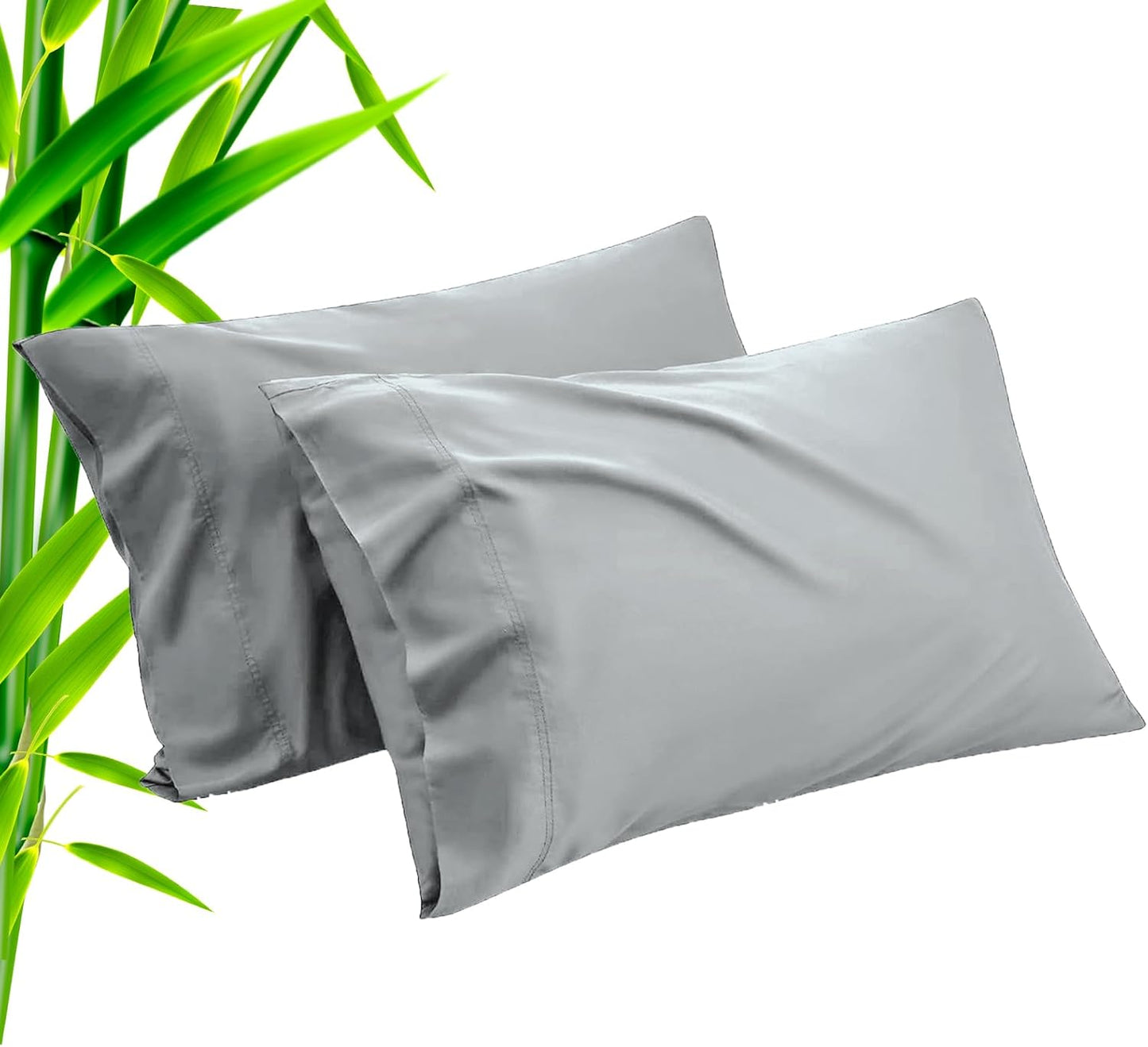 TELUS Pillow Cases King Size 2 Pack, Bamboo Rayon Cooling Pillowcases with Envelope Closure, Cool Breathable Pillow Case for Hot Sleepers & Night Sweats, 20x36 inches, Sliver Grey