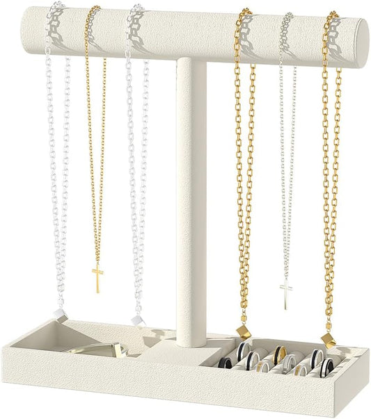 Bracelet and Necklace Holder,Velvet Jewelry Necklace Display Organizer Stand,bracelet Holder for Selling,Bracelet and Necklace Storage Tree (Style 1（Beige）)