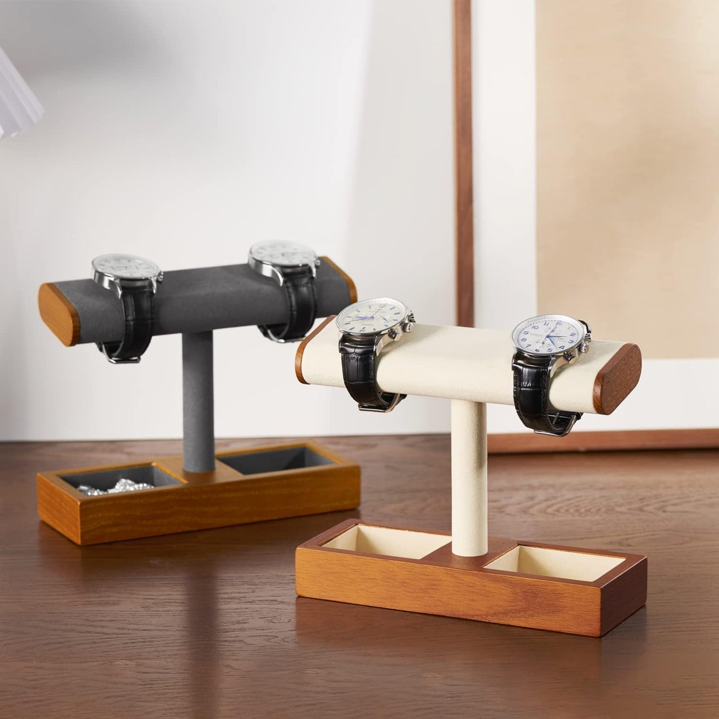 Oirlv Solid Wood Watch Display Stand T-bar Watch Stand for Men and Women Jewelry Accessory Organizer for Store and Home(SM19102)