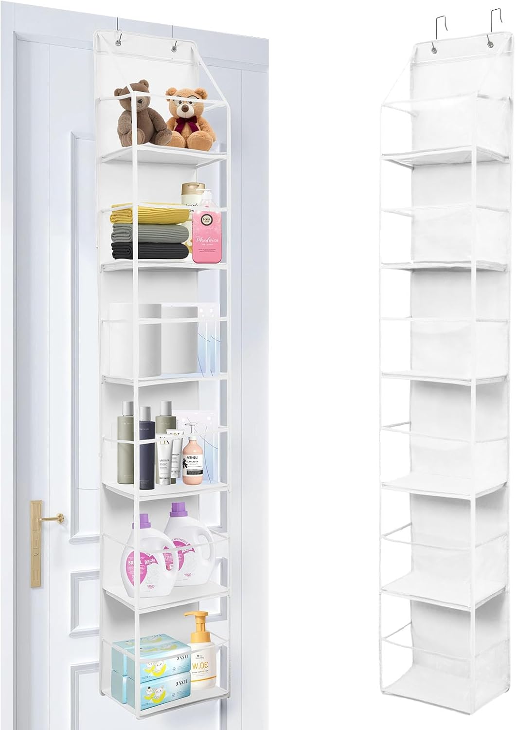 6-Tier Over The Door Hanging Organizer - Multi-Purpose Closet Storage Shelf for Bathroom, Bedroom, Nursery, Pantry(White)
