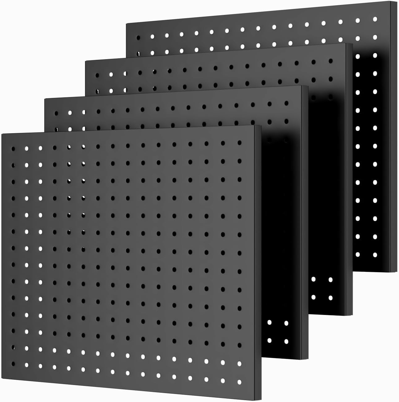 Peg Board,4 Pack Metal Pegboard Panels,Black Pegboard Wall Organizer,16"x12" Heavy Duty Peg Boards for Walls,Tools,Garage,Office,Kitchen