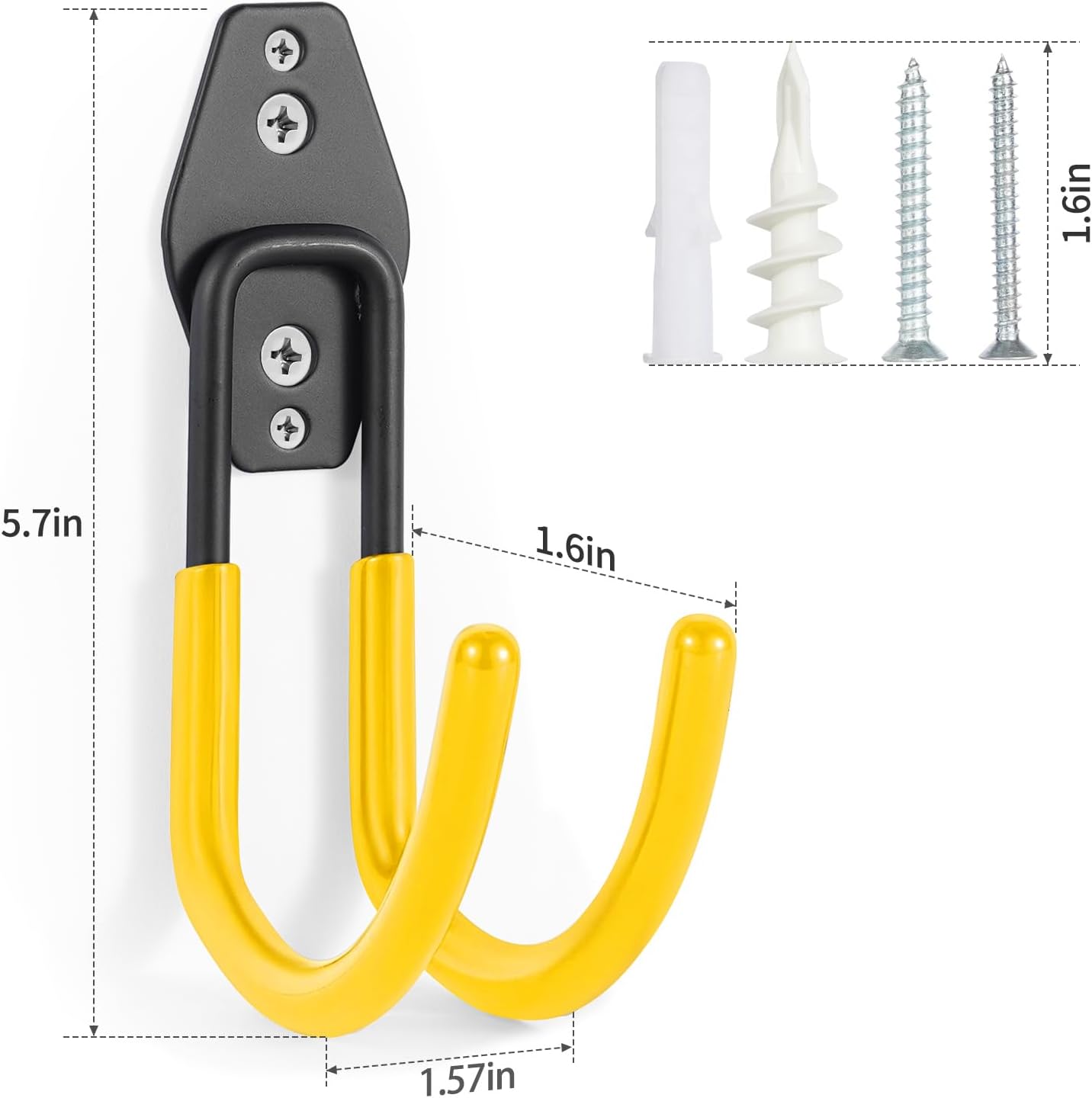 Hose Hanger Wall Mount 2 Pack,Heavy Duty Hose Holder with Screws Metal Hose Hangers for Outside,Hose Rack Suitable for Garage,Garden and Yard,Yellow