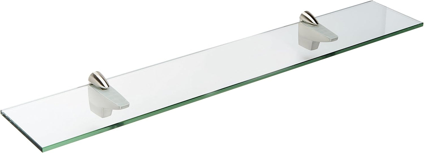 Spancraft Glass F-10x33-Brushed Steel Falcon Glass Shelf, Brushed Steel, 10" x 33"