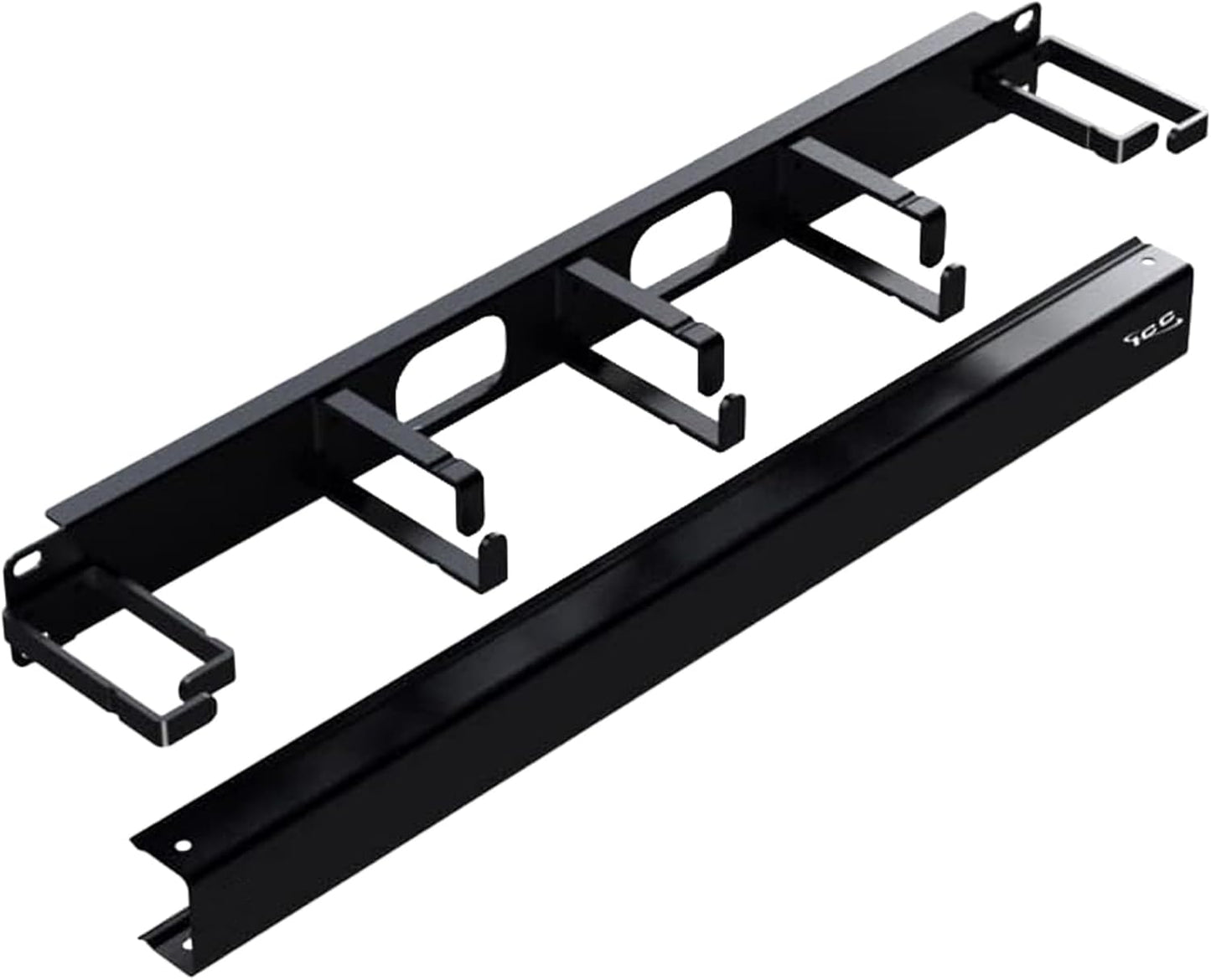 ICC 1U Ring Cable Manager Panel with Cover, Metal, 3" D-Rings, Horizontal and Vertical Cable Management, Rackmount for 19” Network Racks, Black, Single Pack