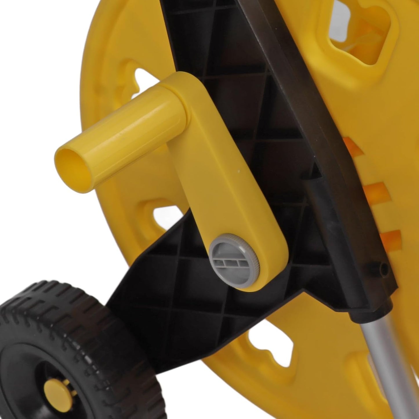 Garden Hose Reel Cart 60m Capacity - Heavy Duty Aluminum Portable with Wheels, Yellow for Large Gardens Lawns