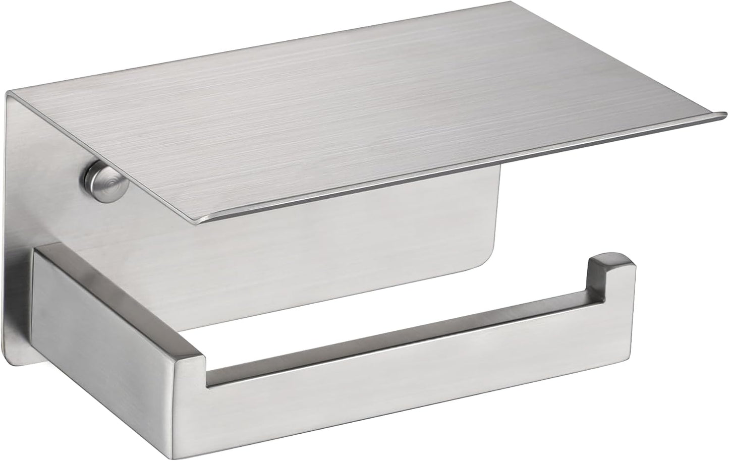 LANC Toilet Paper Holder with Shelf Brushed Nickel Toilet Tissue Roll Holder with Wipes Shelf for Bathroom Wall Mounted and Self-Adhesive Toilet Paper Roll Holder Stainless Steel, A8367BN