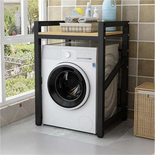 Over Washer and Dryer Storage Rack with Shelves, Freestanding Laundry Room Shelf Unit, Gap Shelf Laundry Stand, Space-Saving Organizer for Laundry Room(Black)
