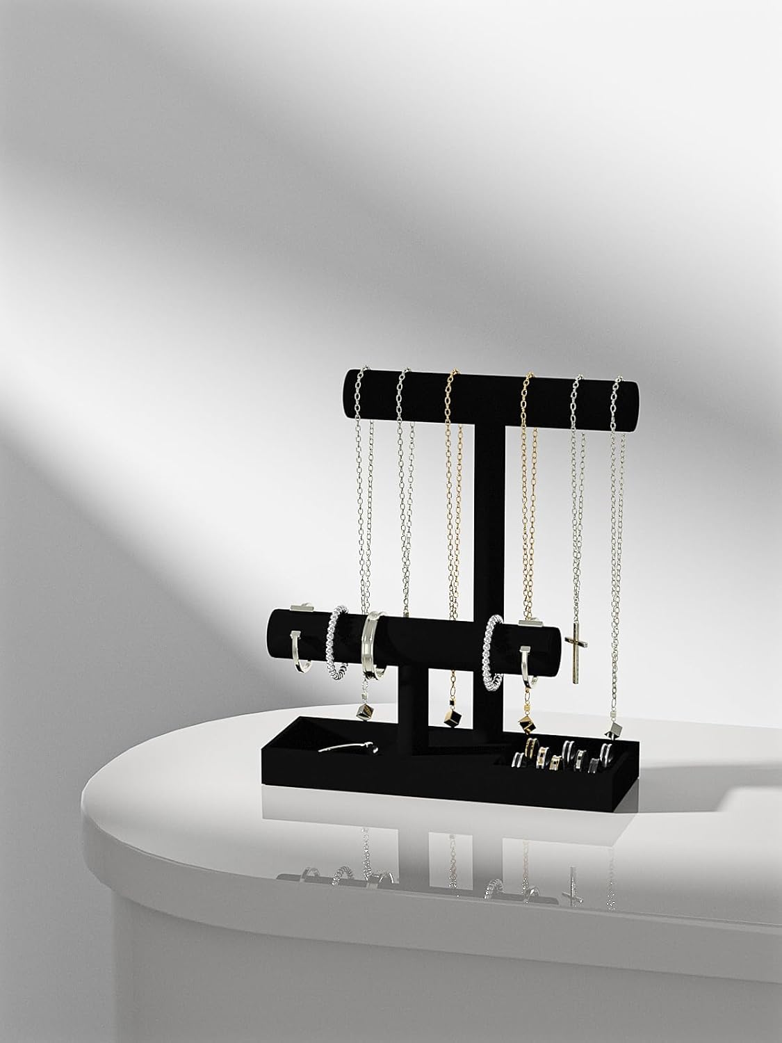 Bracelet and Necklace Holder,Velvet Jewelry Necklace Display Organizer Stand,bracelet Holder for Selling,Bracelet and Necklace Storage Tree (Style 2（Black）)