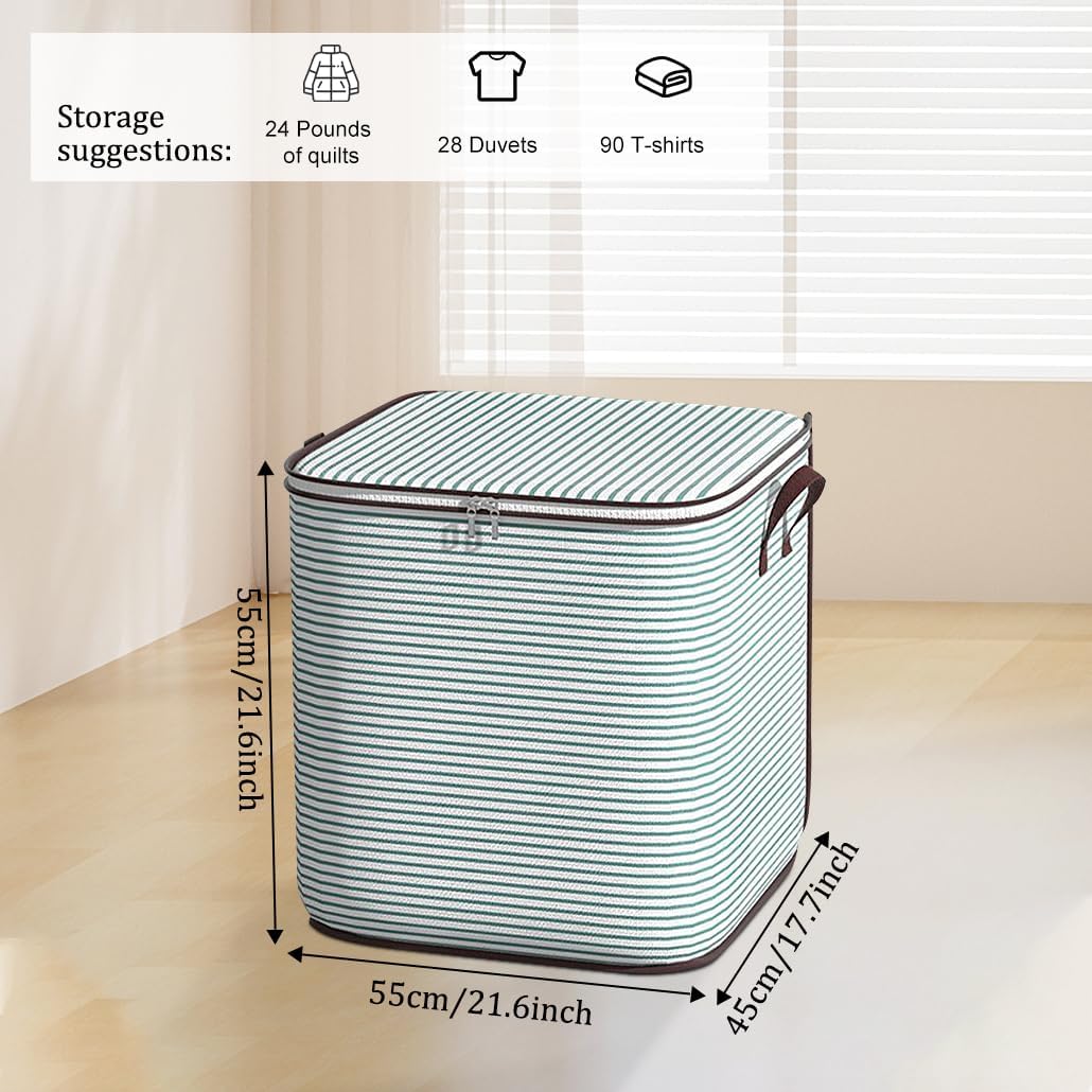 Clothes Storage Bins, 140L Foldable Blanket Storage Bags, Closet Organizers and Storage Containers with Reinforced Handle and Zippers for Bedroom, Closet, Comforters, Pillows, Toys