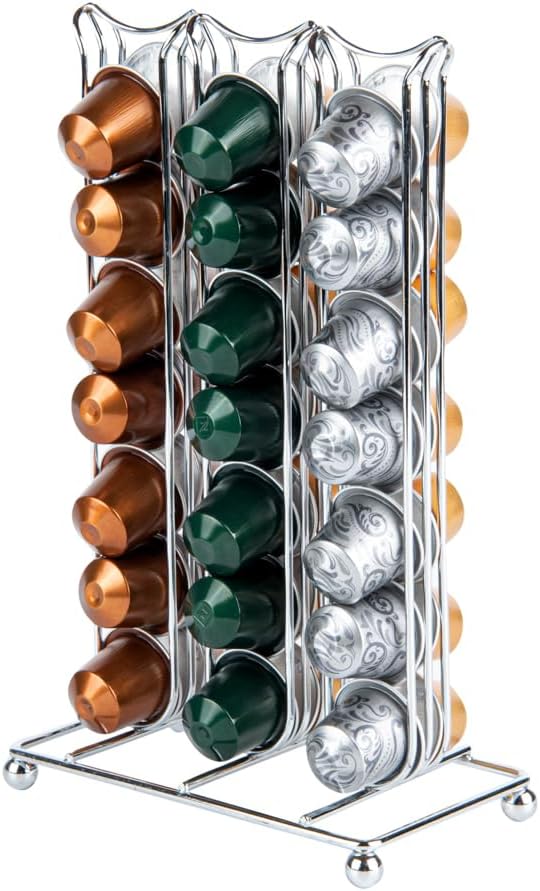 Restaurantware Restpresso 6.5 x 3.7 x 10.4 Inch Coffee Capsule Holder 1 Durable Pod Stand - Holds 42 Nespresso Capsules 4 Raised Legs Iron Espresso Pod Organizer Pods Not Included