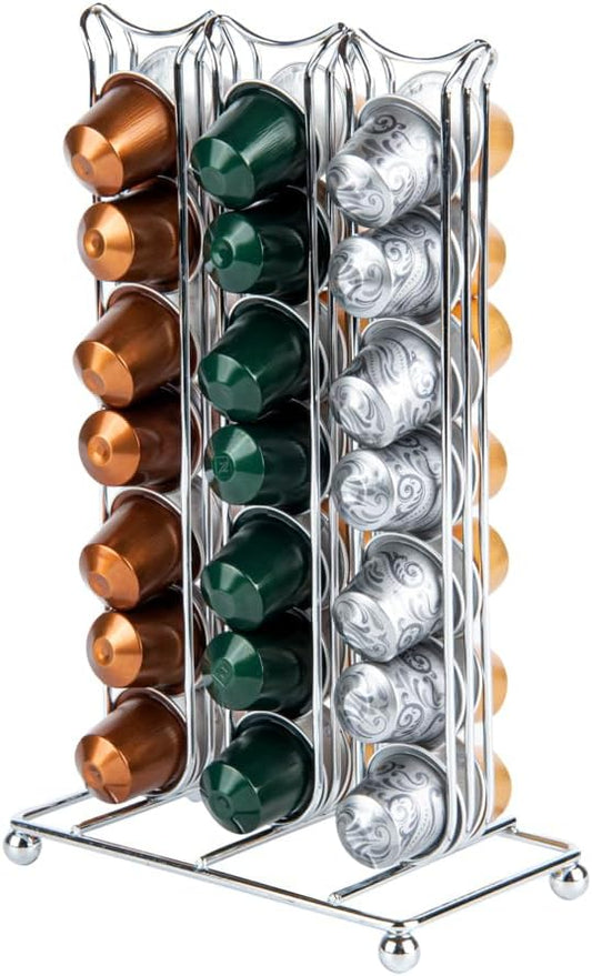 Restaurantware Restpresso 6.5 x 3.7 x 10.4 Inch Coffee Capsule Holder 1 Durable Pod Stand - Holds 42 Nespresso Capsules 4 Raised Legs Iron Espresso Pod Organizer Pods Not Included