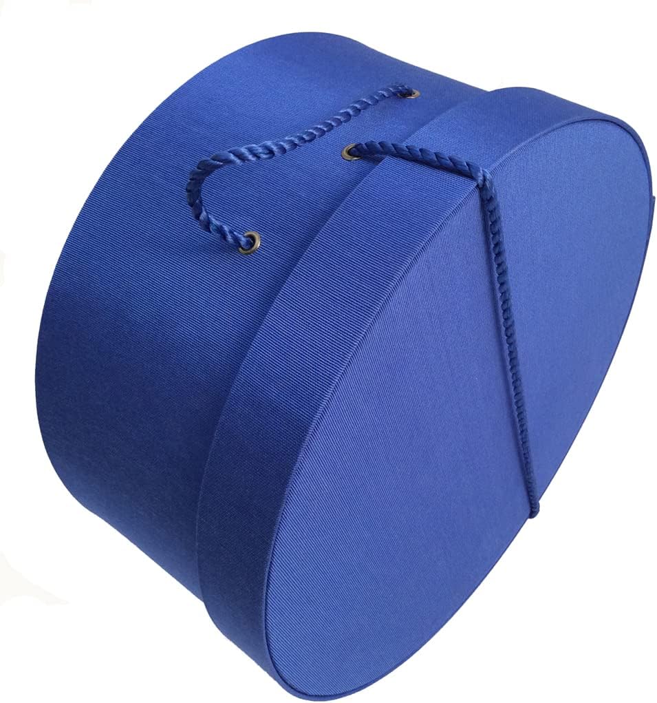 Sarah's Hat Boxes Classic Royal Hat Box – 21.5" x 11.5" (Dia. x Ht.) Handmade in USA – Odorless Non-Toxic Adhesive, Cording Handle – Premium Storage for Hats & Accessories