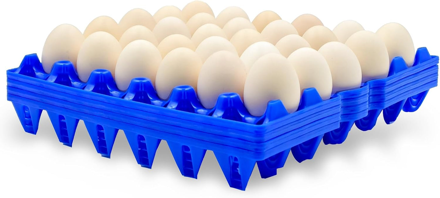 4-Pack Plastic Egg Tray Egg Crate, 30-Egg Flats for Home Chicken Farmers, Stackable & Durable, Great for Storing, Sorting & Shipping, and Reusable (4-Pack Blue)