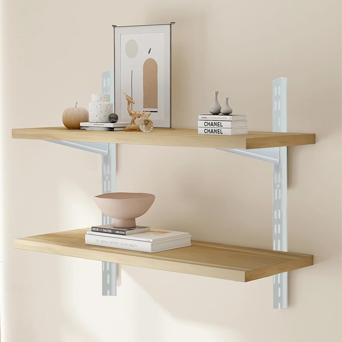 10 Pack 13‑Inch Adjustable Wire Shelf Brackets – Heavy‑Duty Double‑Track Closet & Wall Shelving System Supports（White）