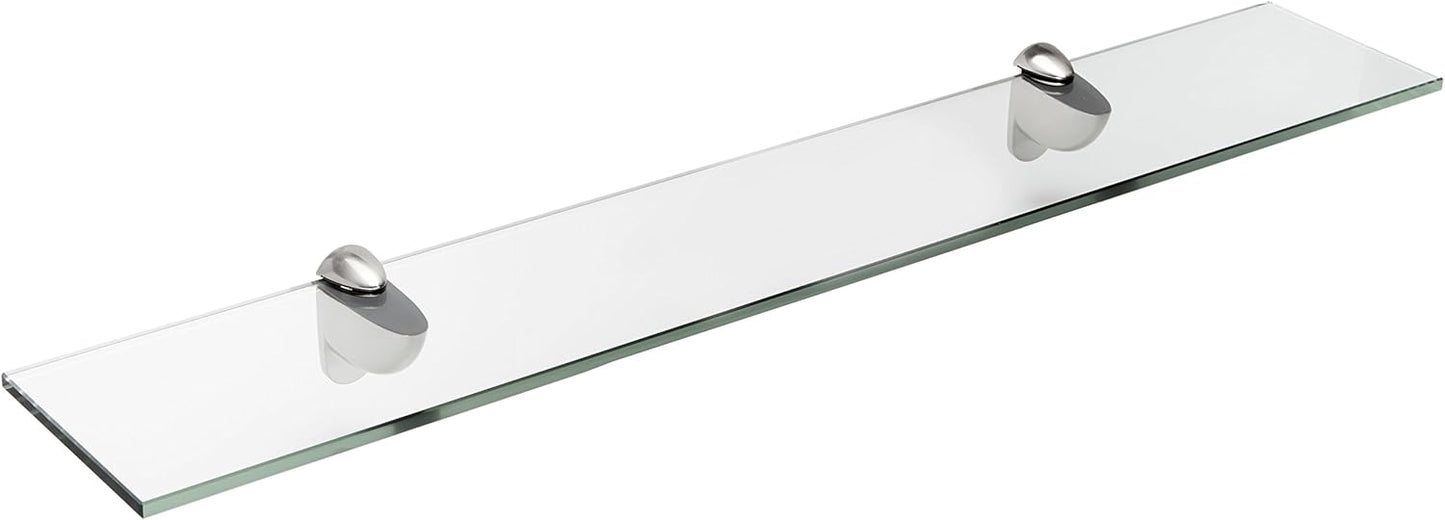 Spancraft Glass H-4.75x30-Brushed Steel Heron Glass Shelf, Brushed Steel, 4.75" x 30"