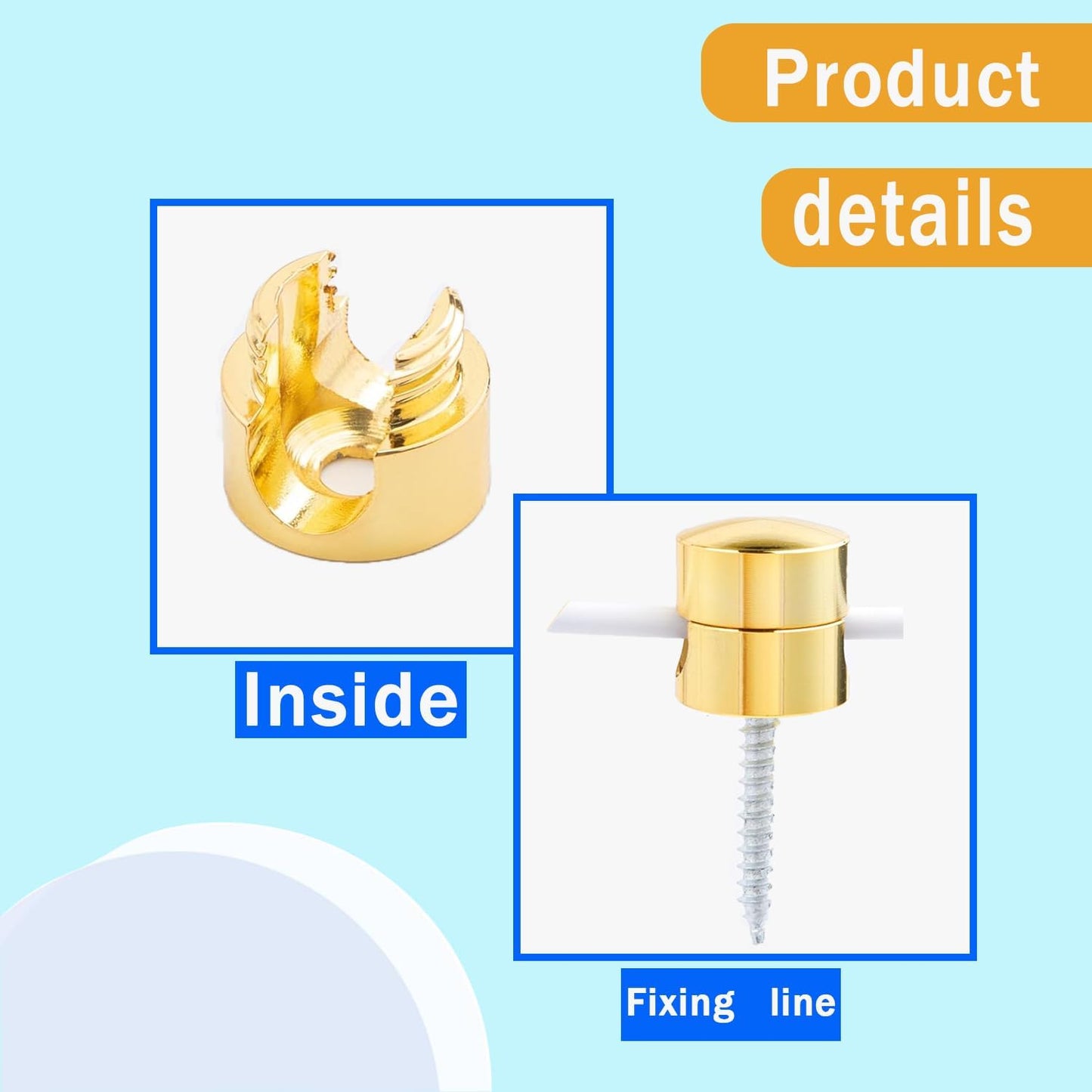 6 Sets Charger Cord Holder, Gold Metal Adhesive Cable Management Clips,Adjustable Cable Anchor Holders,Wire Organizer for Desk, Wall, Home, Office