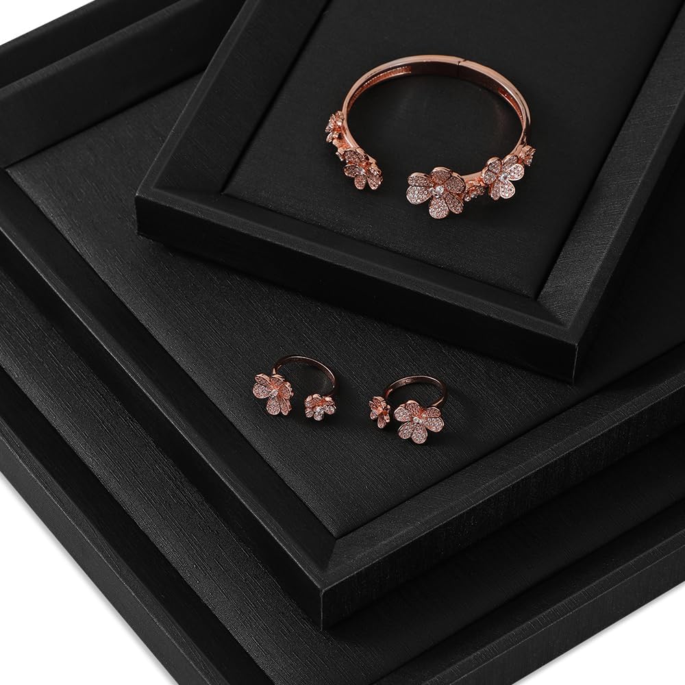 Stackable Jewelry Trays, Leather Tray,Premium Black Jewelry Flat Trays for Jewelry Store Display