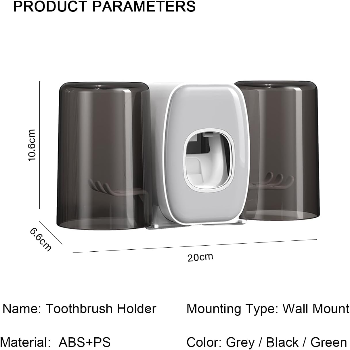 Toothbrush Holders for Bathrooms Toothbrush Holder Wall Mounted Toothpaste Dispenser for Kids Automatic Tooth Brushing Holder Bathroom Toothbrush Holder Set Shower Accessories Sets - Black