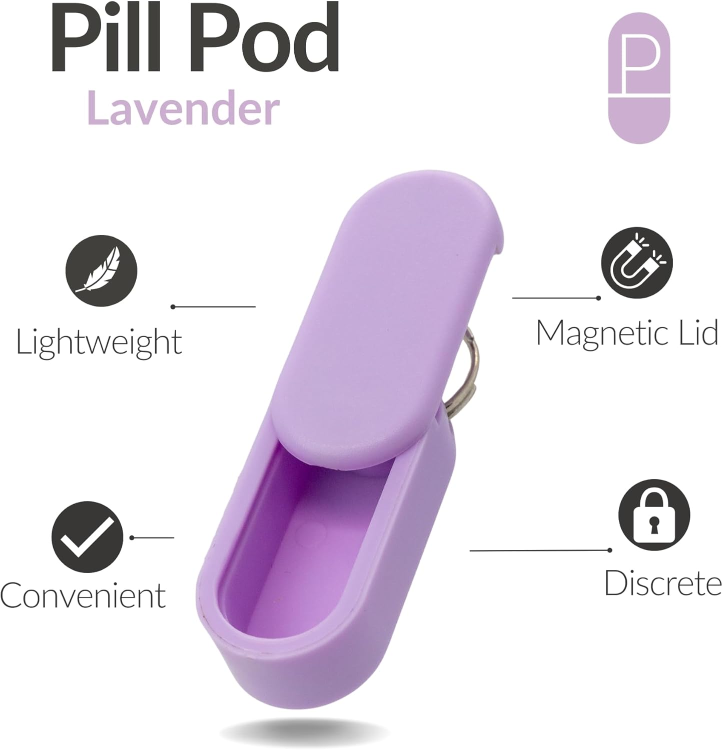 Keychain Pill Holder Single Pack – Lightweight Magnetic Pill Organizer for Daily Medication Storage, Portable Micro Pill Case for Travel, Durable and Discreet (Lavender)