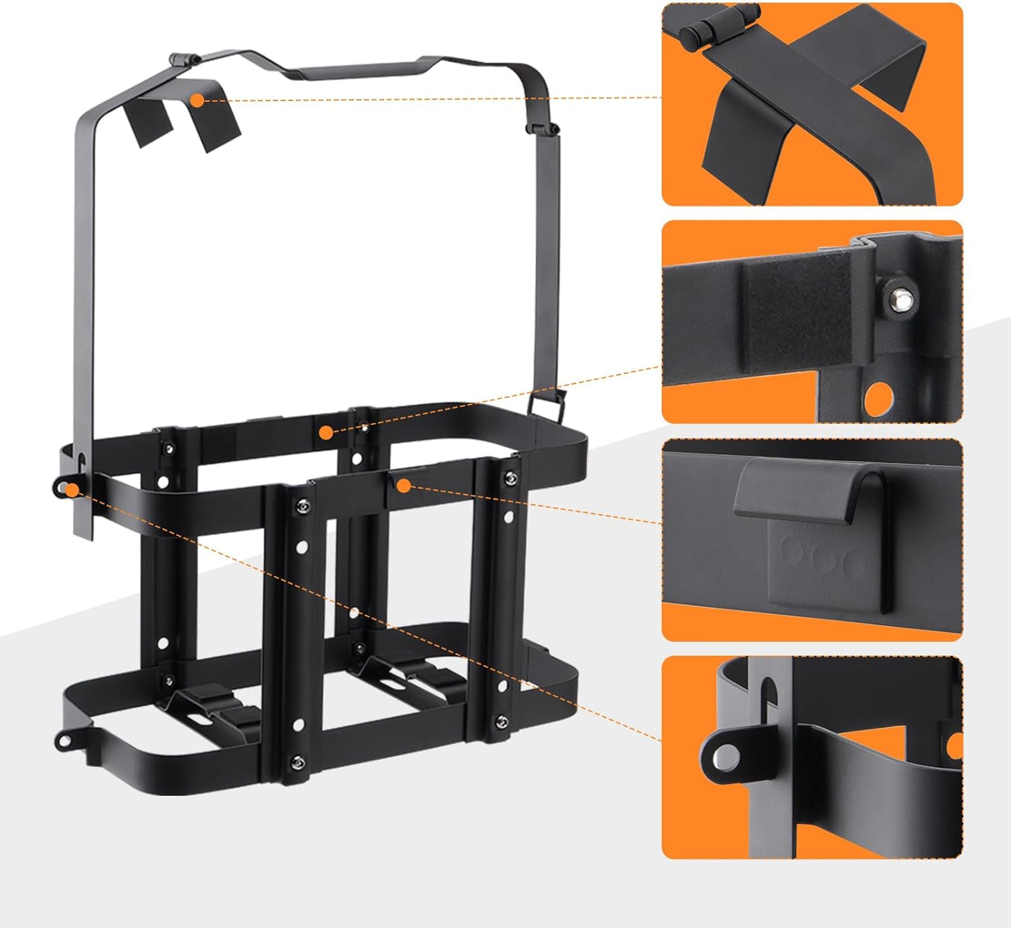 Anti-theft Jerry Can Mount Holder: Lockable Jerry Gas Can Holder Rack, 5 Gallon (20 Liter), Reinforced Welding, Anti-theft U-bayonet, Plum Stainless Steel Screws