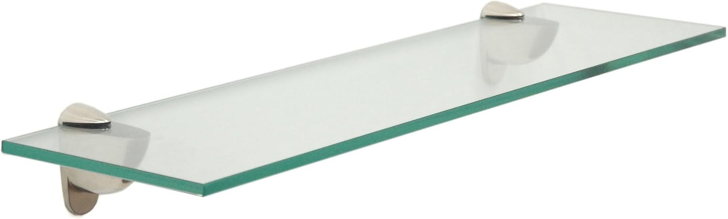Spancraft Glass H-10x30-Brushed Steel Heron Glass Shelf, Brushed Steel, 10" x 30"