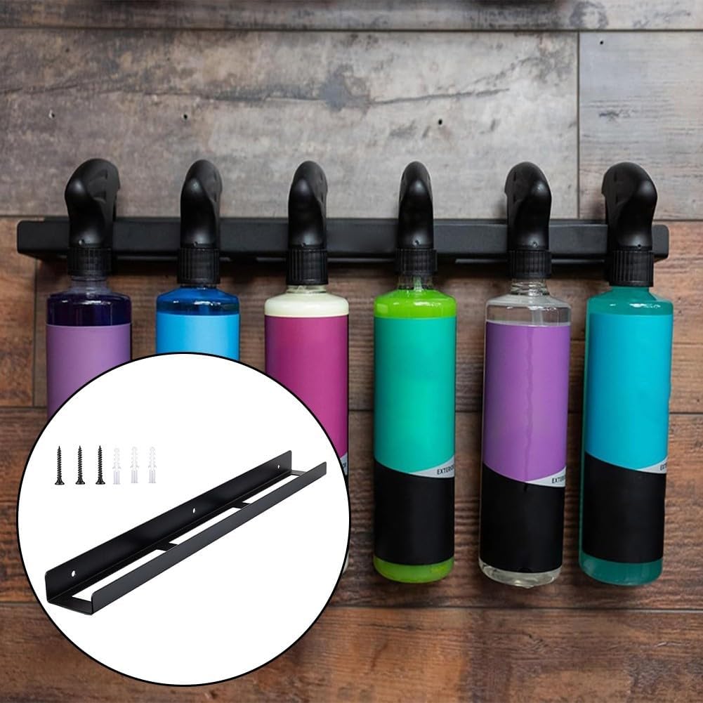 Wall Mounted Metal Spray Bottle Rack, Spray Bottle Holder, Universal-Detailing Spray Bottle Holder For Garage Organizes Up To Six 16oz Bottles