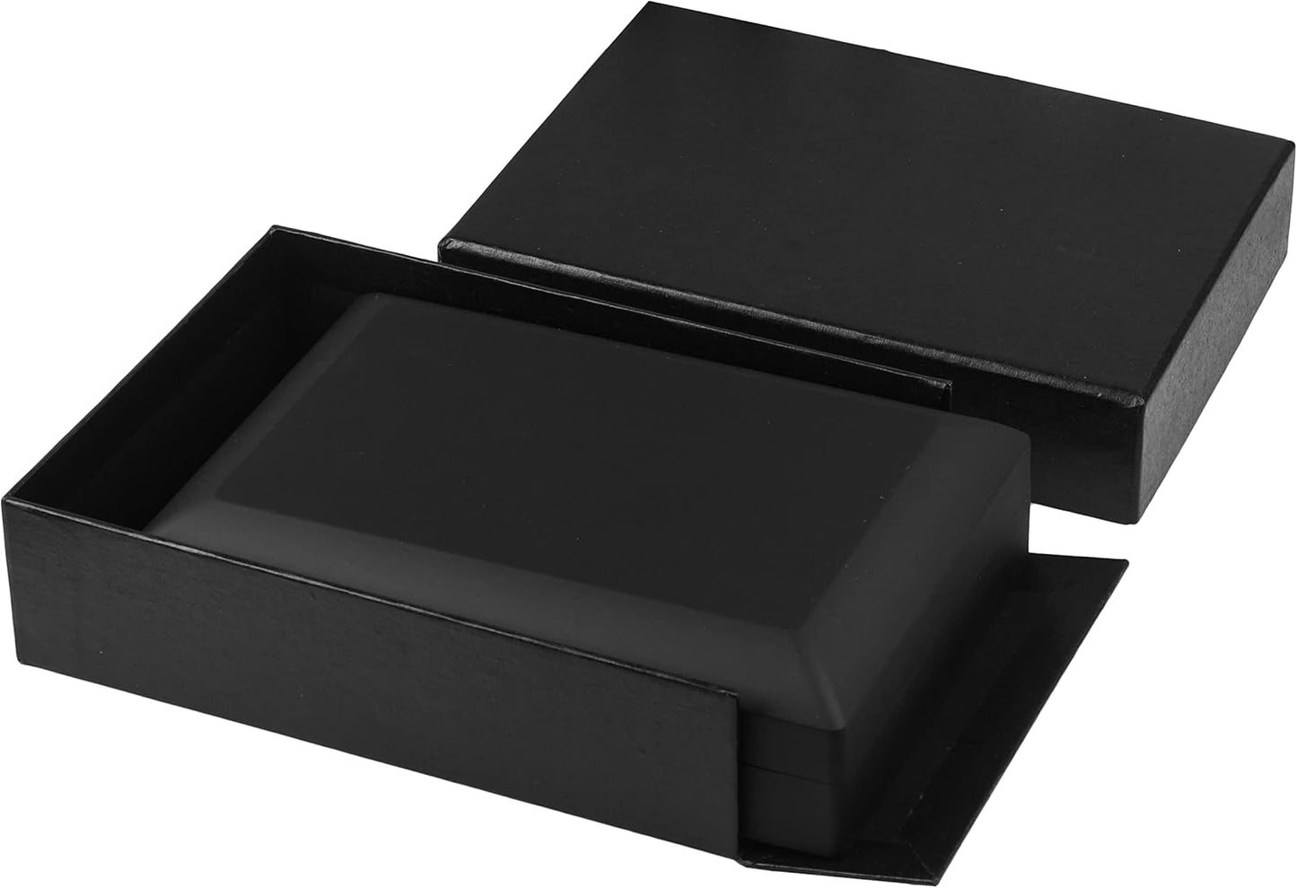 Allure - Bulk Case Of 12 - Small Necklace Box With LED Light, Square Shaped, Elegant Diamond Necklace Case, For Unique Proposal Or Wedding, Luxury Black Velvet Interior Jewelry Display Gift Box.