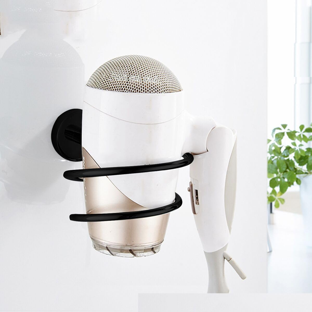 Hair Dryer Holder Hair Care Tools Holder Wall Mount Chrome Finished Stainless Steel Balck